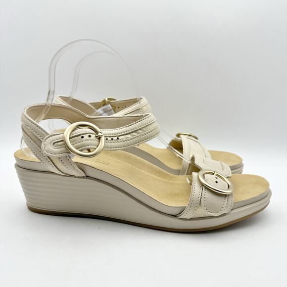 SAS Womens Seight Wedge Sandal Size 10 WW Gold Beige Leather NIB - Picture 3 of 12